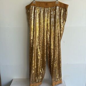 NEW Shavonne Dorsey Gold Sequin Pants Plus Size 3X